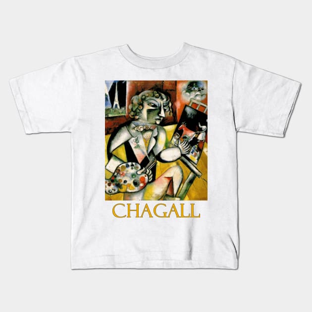 Self Portrait with Seven Digits (1913) by Marc Chagall Kids T-Shirt by Naves